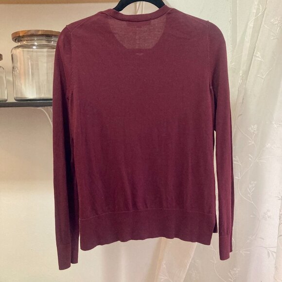 LOFT Burgundy/Maroon Button Down Sweater/Cardigan M - Picture 2 of 2
